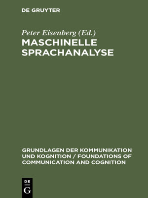 cover image of Maschinelle Sprachanalyse